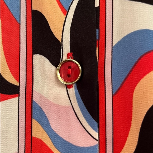 Pucci Inspired Rachel Zoe New With Tags Long Sleeve Button Front Blouse - Picture 2 of 9